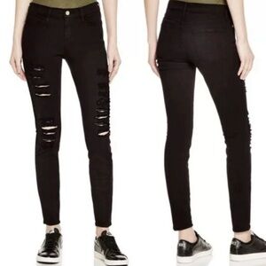 FRAME Women's Le Skinny de Jeanne Distressed Jeans COLR403 Film Noir Black 29